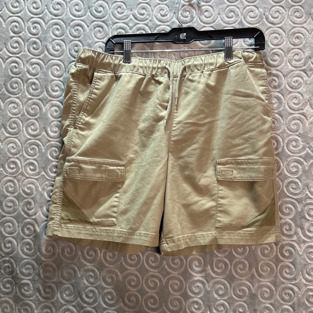 Magellan‎ Outdoors Mens Cargo Shorts Khaki Size Med Elastic Waist Pockets